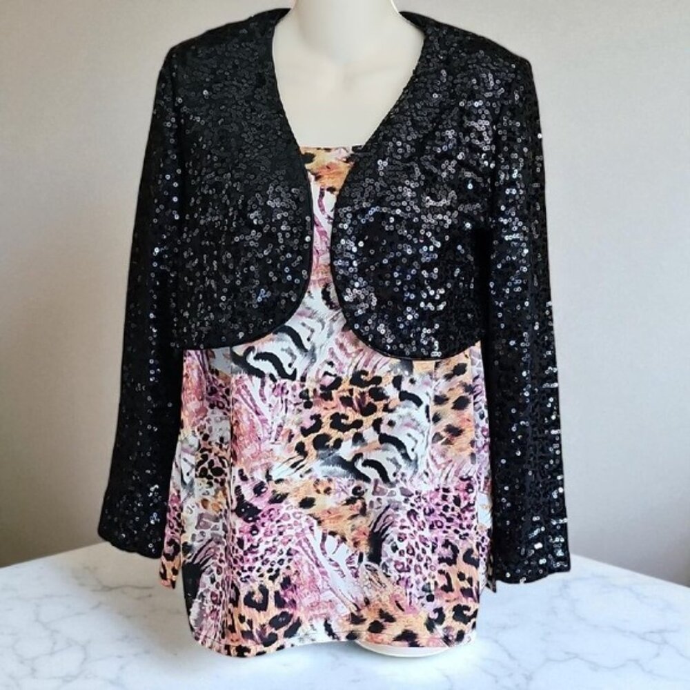 NWT R & M Collection Black Sequin Jacket Dancer Show Clubwear Festive
